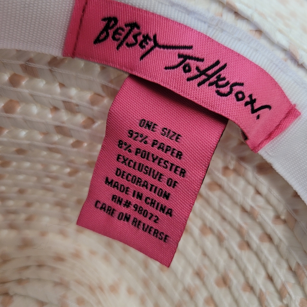 Betsey Johnson | Packable Floral Sun Hat EUC Medium Floppy Brim White & … - Picture 11 of 15